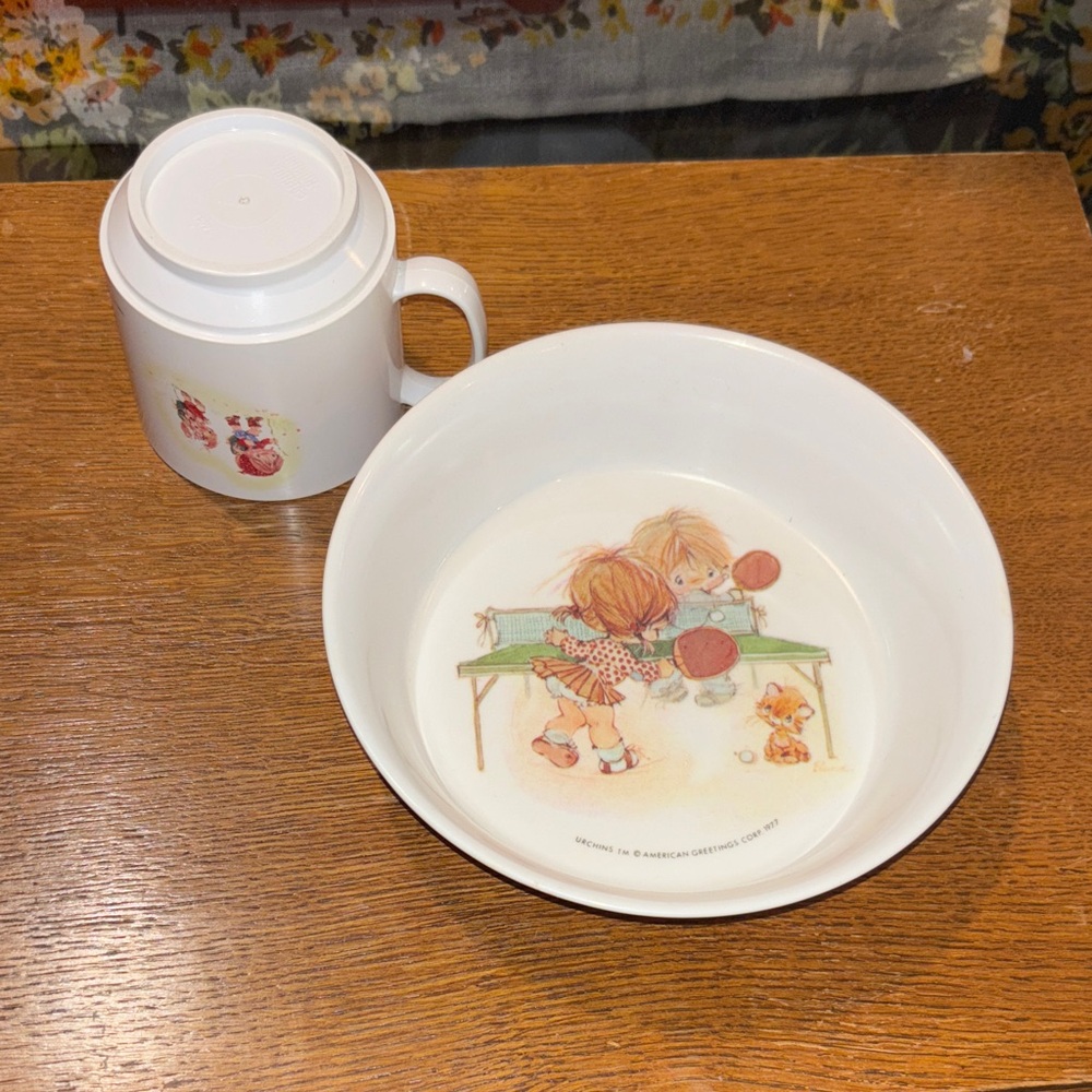 Oneida White Children's Mug and Bowl with Playful Illustrations
